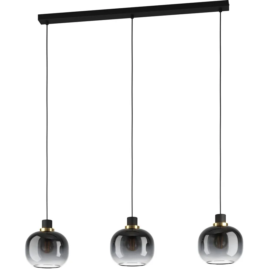 Eglo Pendellampe Oilella Schwarz Stahl/Glas 19 cm 95 cm - Farbe: Schwarz/Messing - Material: Glas/Stahl