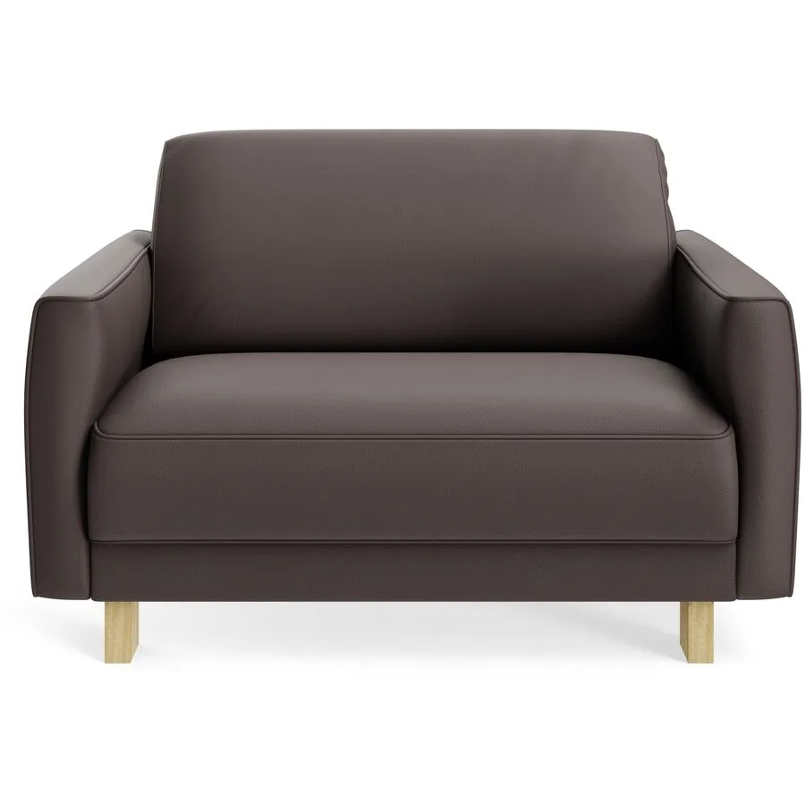 Sessel Avena Dunkelbraun Leder, Eiche B 117 T 96 H 74 cm - Möbel Konfigurator: Traummöbel individuell zusammenstellen