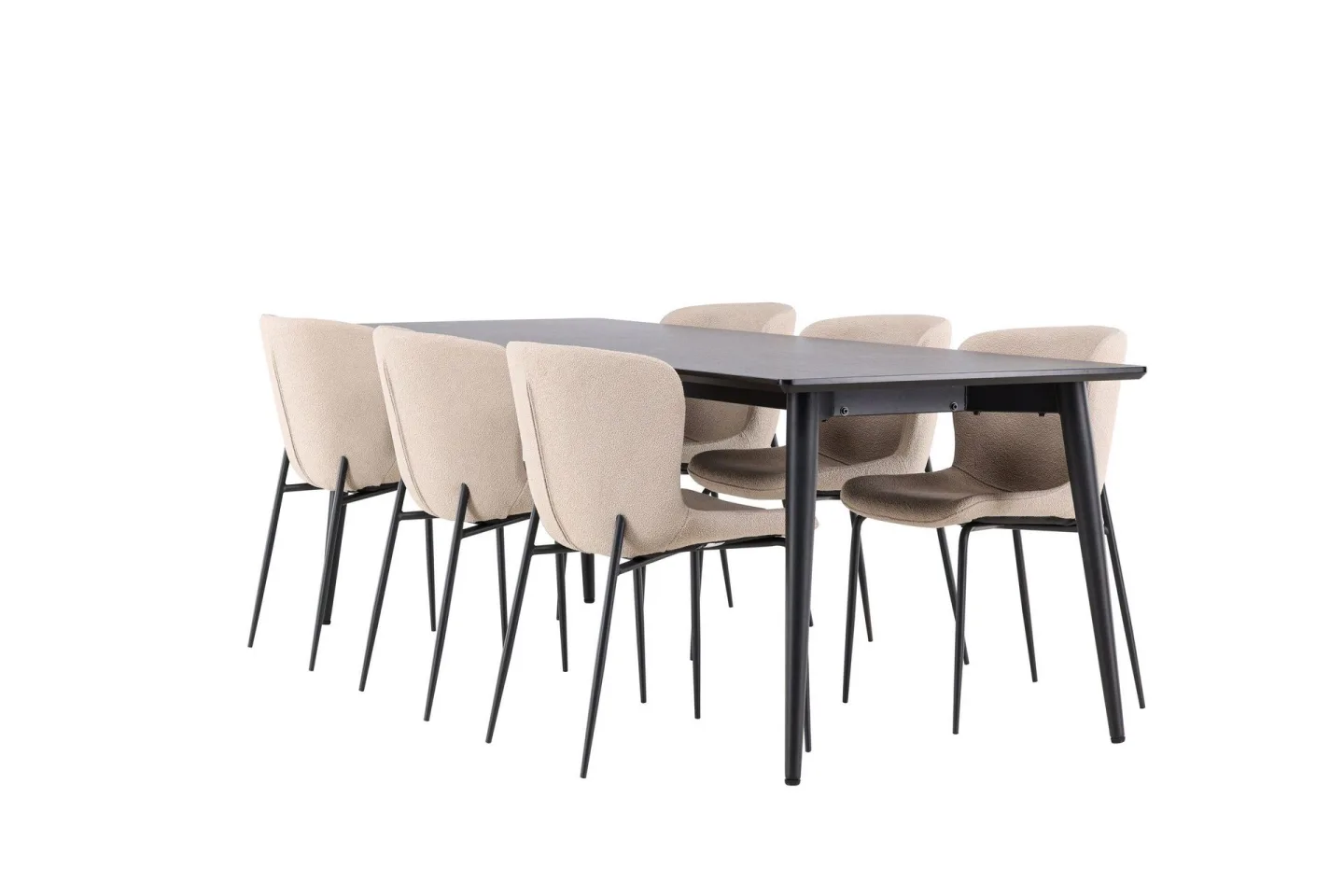 Ellis Matgrupp 230 cm Rektangulär med 6 Modesto stolar - Svart/Beige