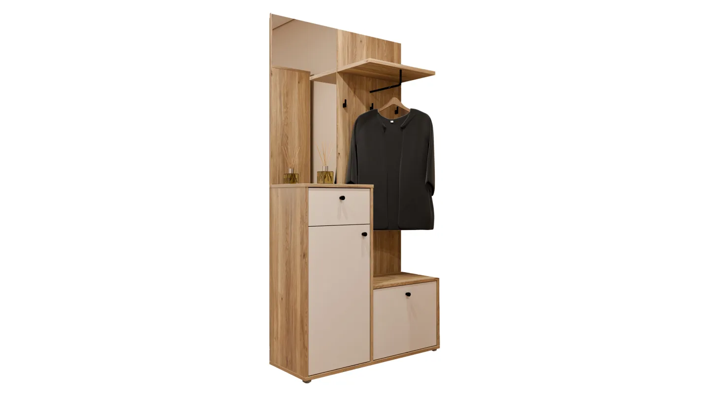 Garderoben-Set 4-teilig Mauvelle Eiche beige - 96 cm - KENDRAY