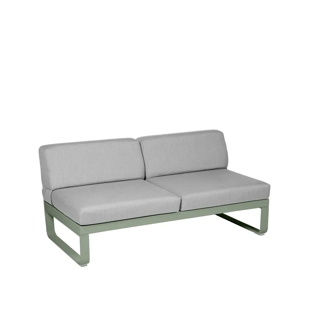 Fermob Bellevie Central modulsoffa 2-sits Cactus (grön), flannel grey dyna