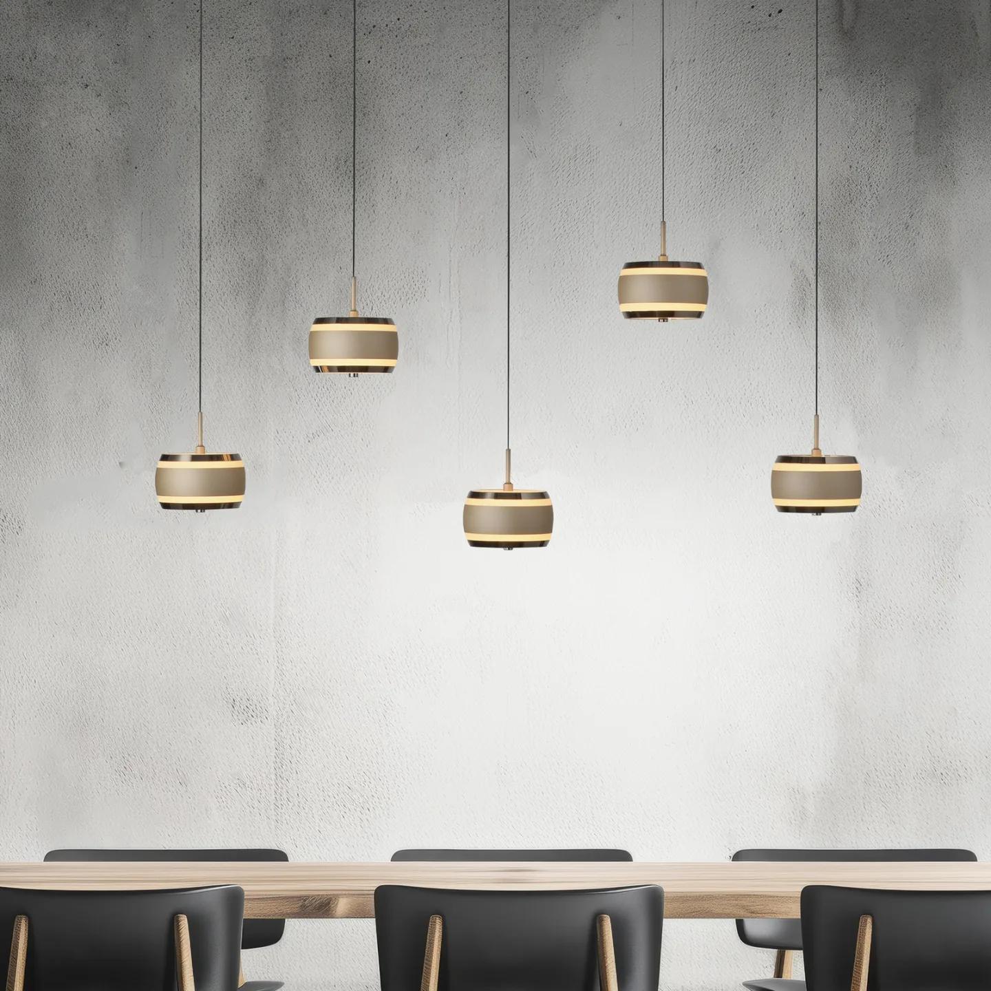Falling Rings LED-Hängelampe, bronze, 101 cm, 5-fl. - PURE - Wohnzimmer - Modern - Metall - Mehrflammig