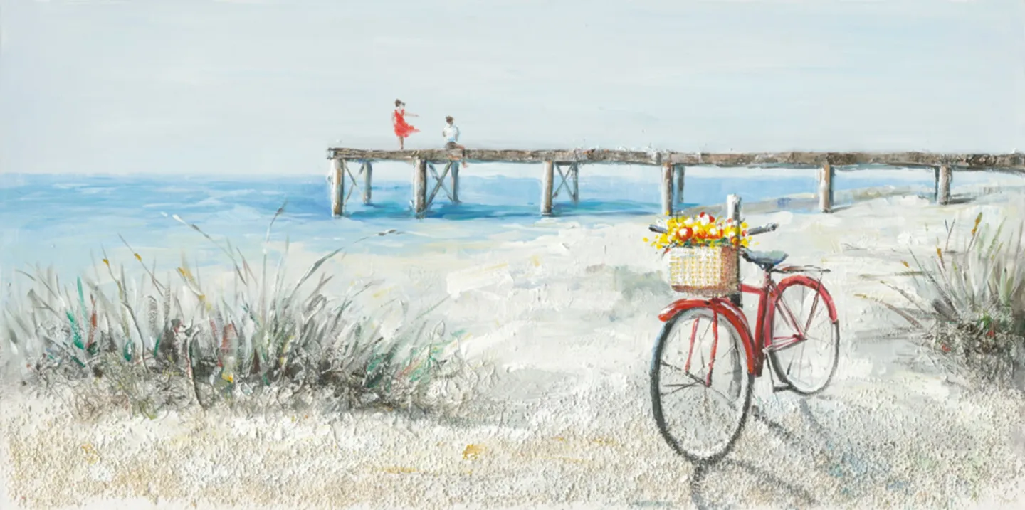image LAND Bild Rotes Fahrrad am Strand | Schubiger Möbel