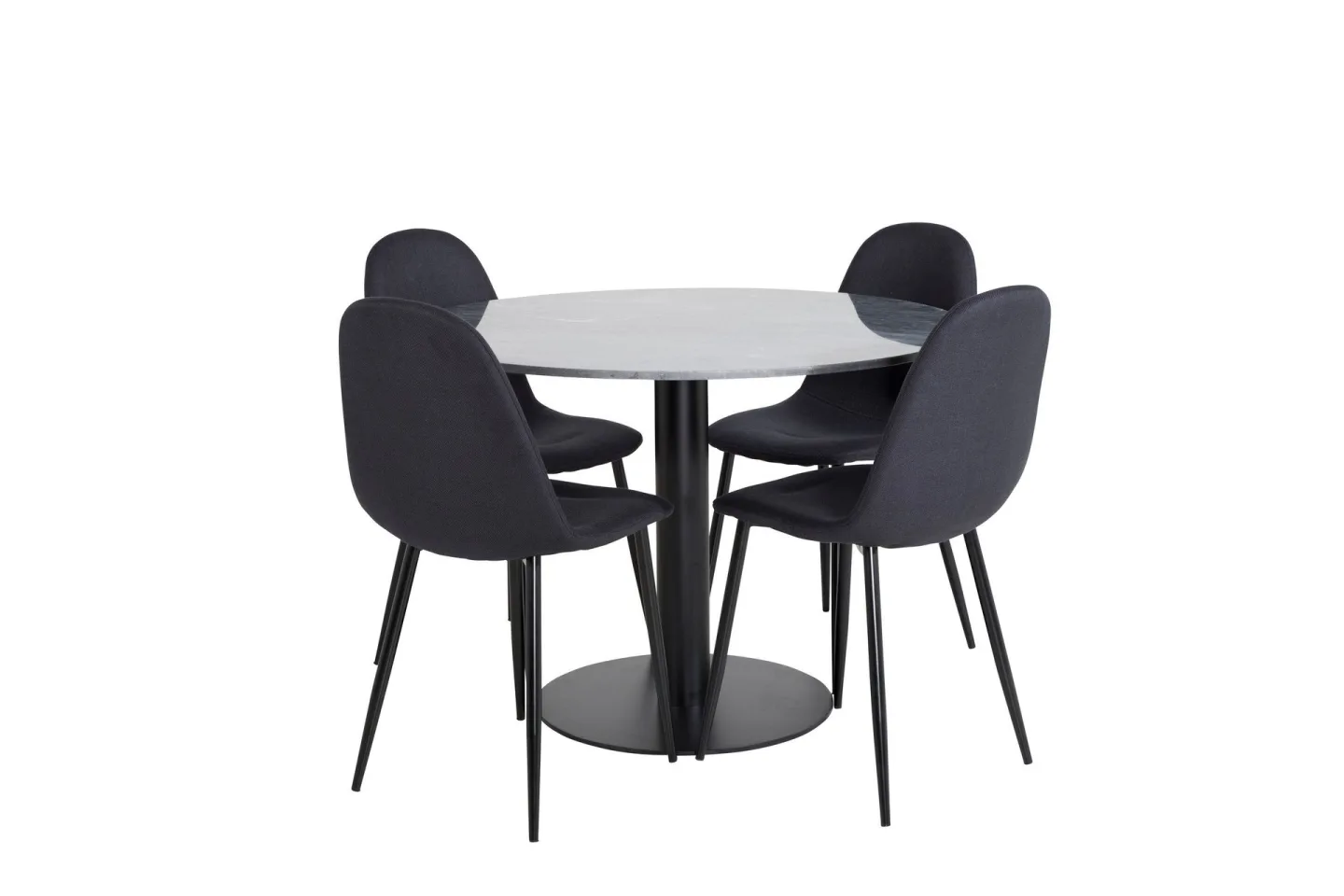 Estelle Matgrupp 106 cm Rund med 4 Polar stolar - Svart