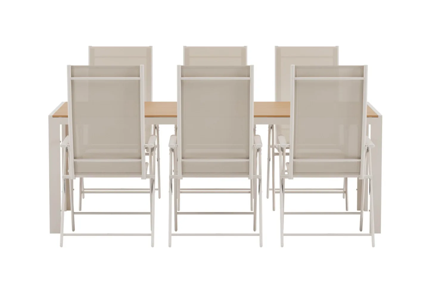 Break Gartenset Tisch 90x200 cm beige 6 Stühle beige.