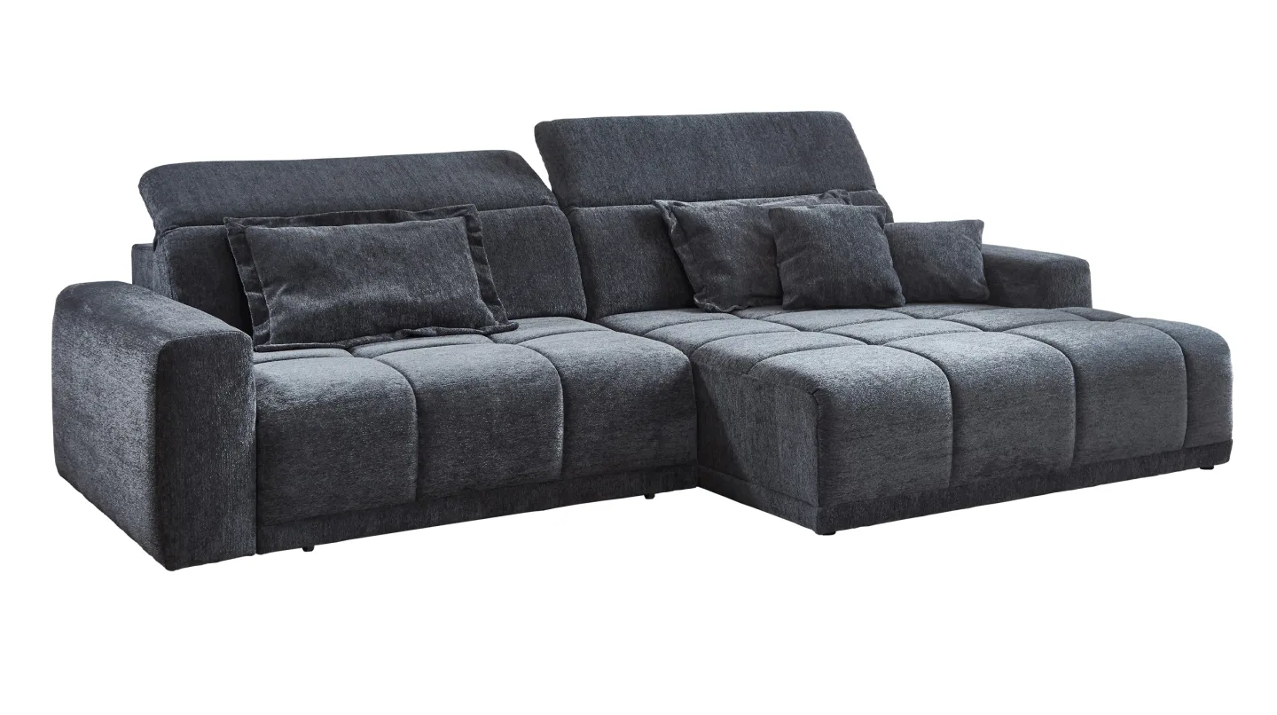 Ecksofa anthrazit elektrisch ausfahrbar 288 cm - OT rechts - BROOK