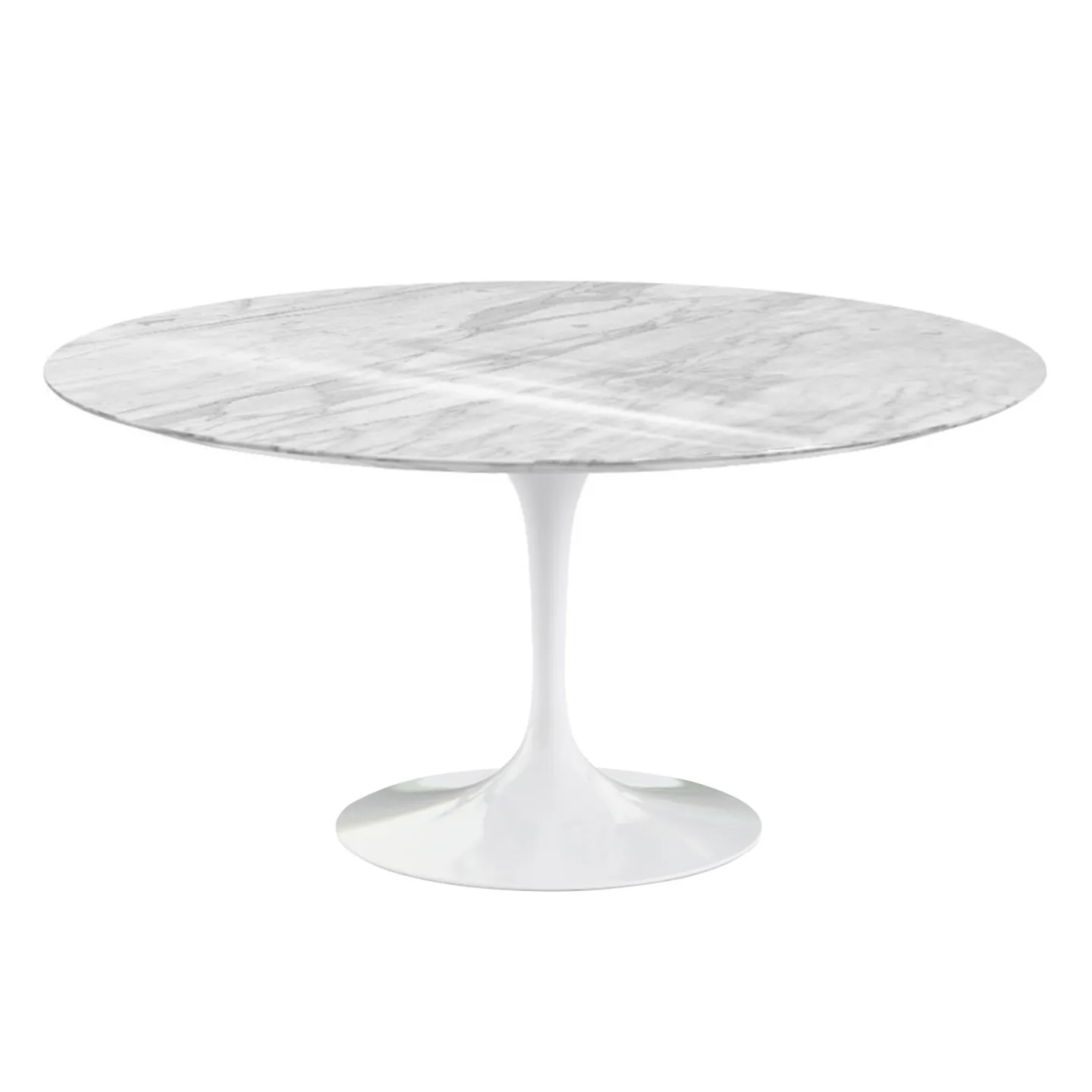 Knoll - Saarinen Round Table - Matbord, Ø 152 cm, Vitt underrede, skiva i glansig Statuarietto marmor - Matbord - Eero Saarinen