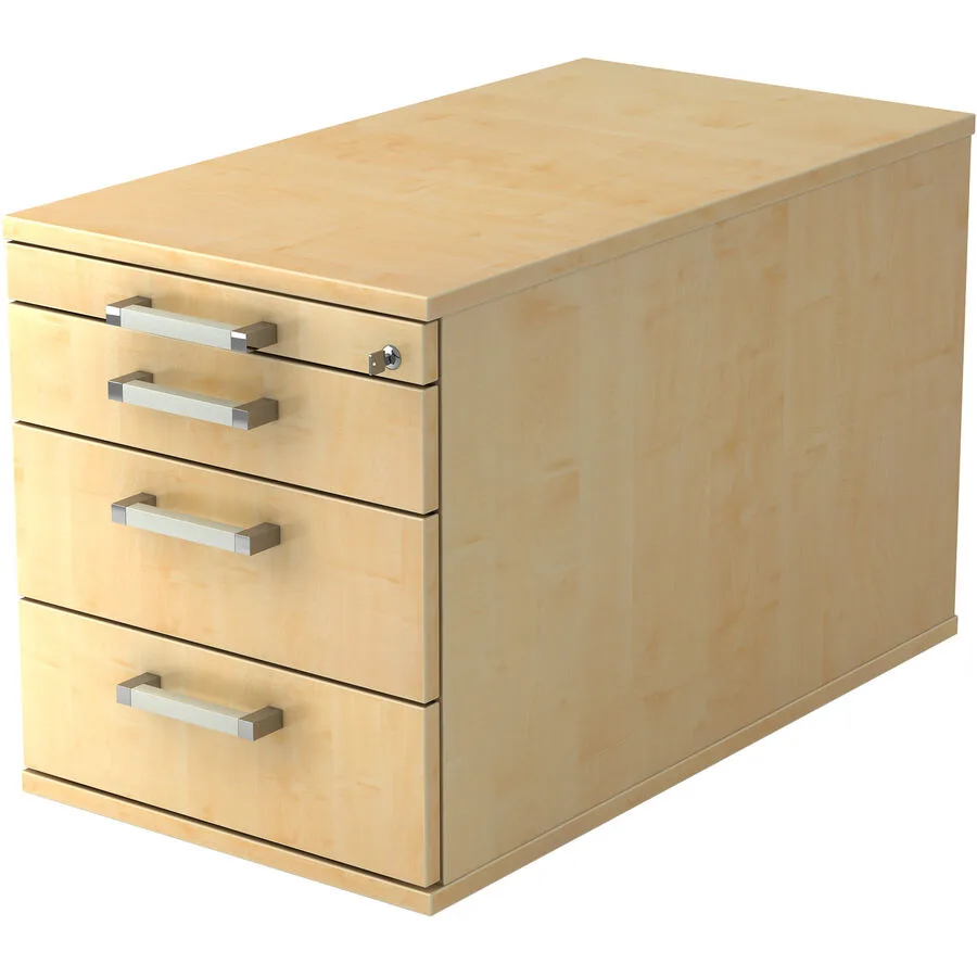 Rollcontainer Office Ahorn Dekor/Chrom Holzwerkstoff/Metall B 42.8 cm H 51.2 cm