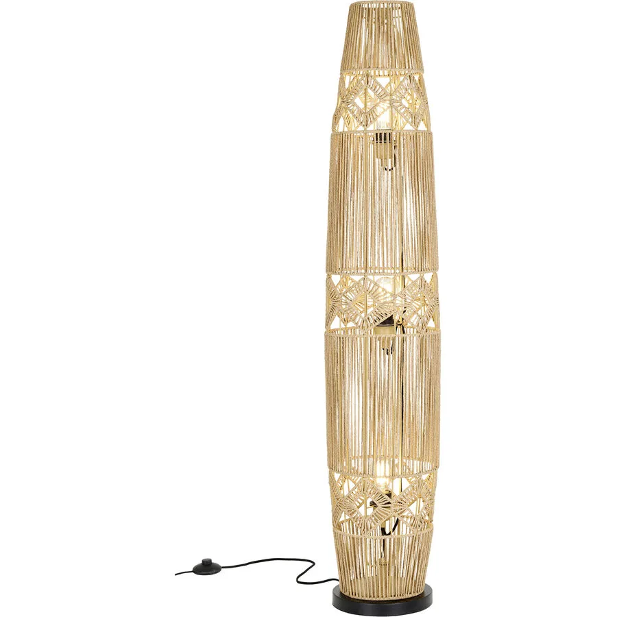 Stehlampe Jana Braun/Schwarz Metall 25 cm 130 cm - Farbe: natur/schwarz - Material: Metall/Seil