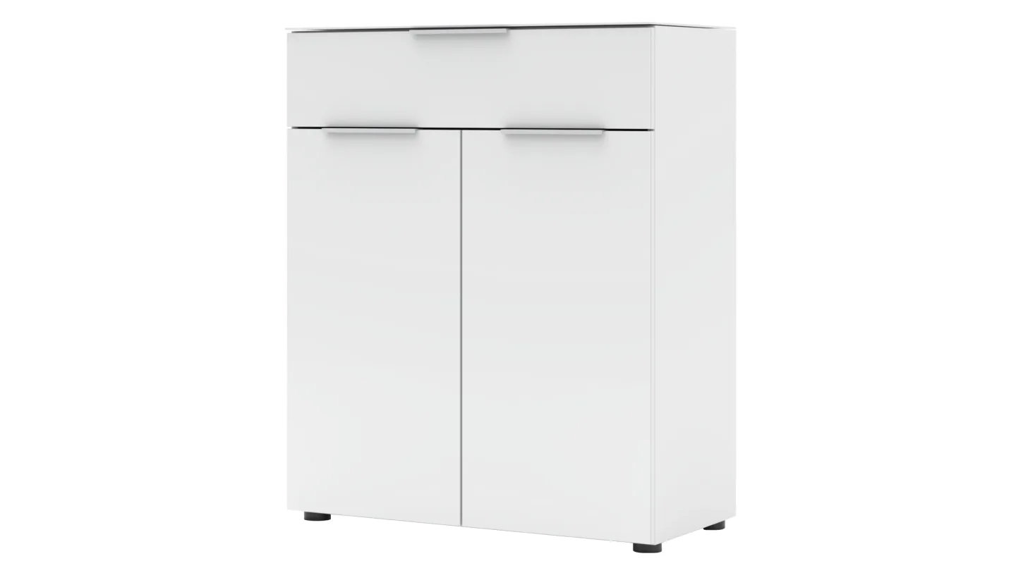 Kommode mit Schublade weiß Glasfront 80 cm - SANTORIN