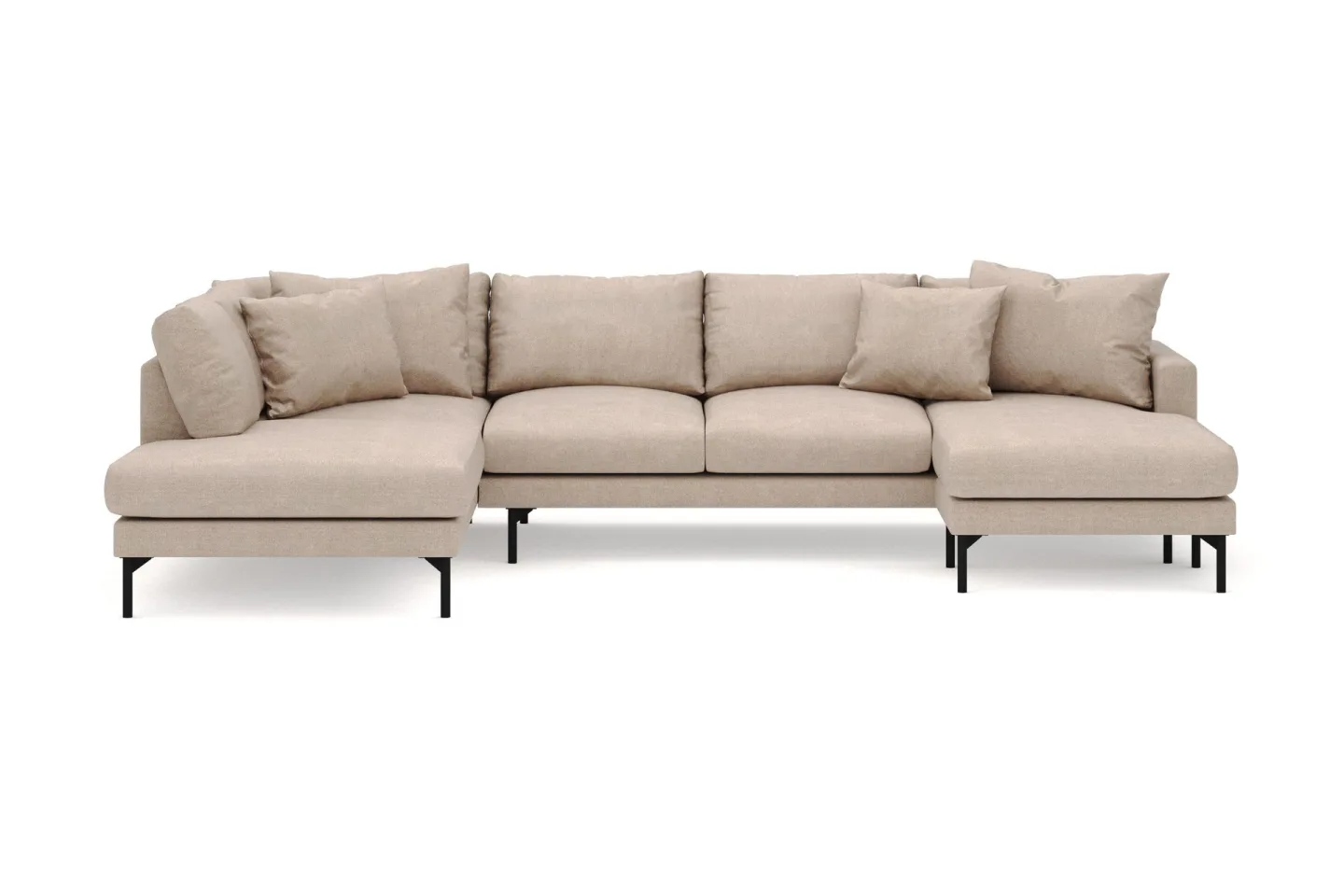 Menard 4-sits Vänstervänd Stor U-formad Djup Large Soffa med Divan och Schäslong i Tyg - Beige