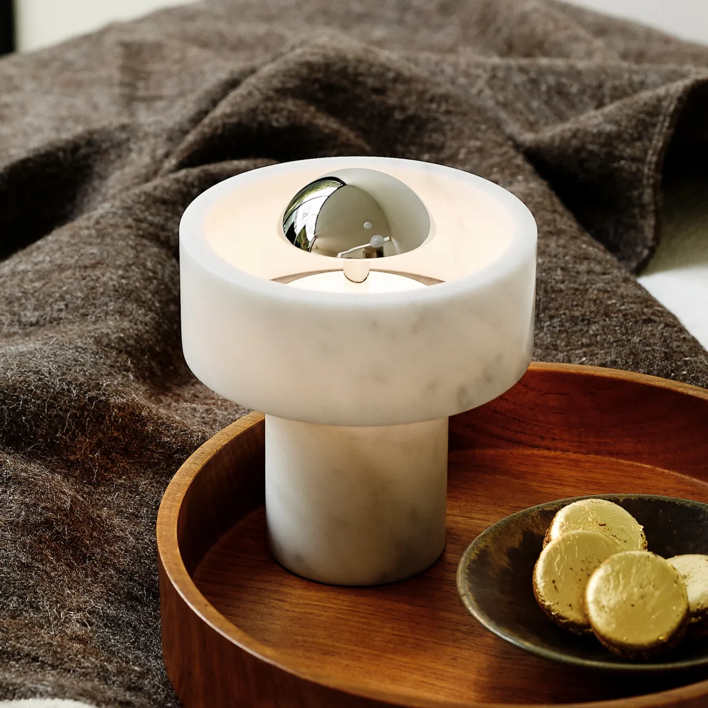 Stone Portable bordlampe Silver - Tom Dixon - Stue - Design - Marmor - Med skærm