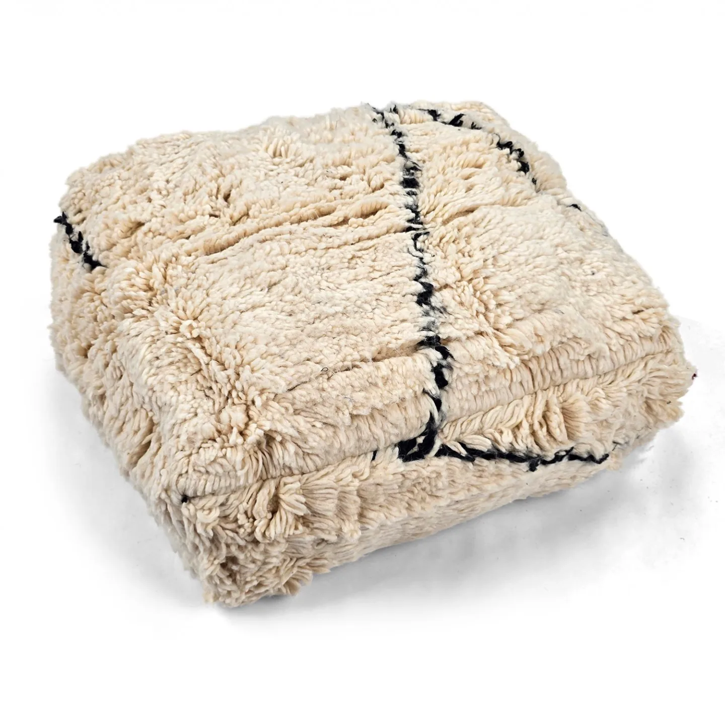 Sittepuff - Marokkansk Beni Ourain 031 (Størrelse: 60 x 60 cm)