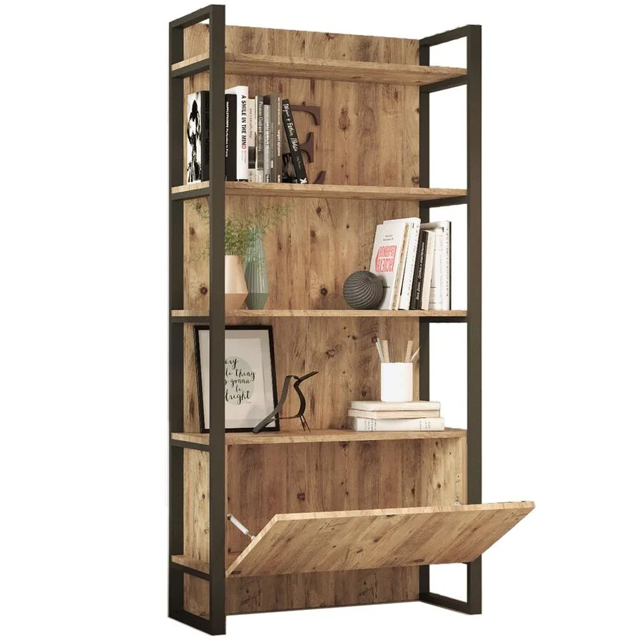 Bücherregal Yemek Kiefer Melaninbeschichtete Mischholz (Spanplatte) B 90 H 180 cm