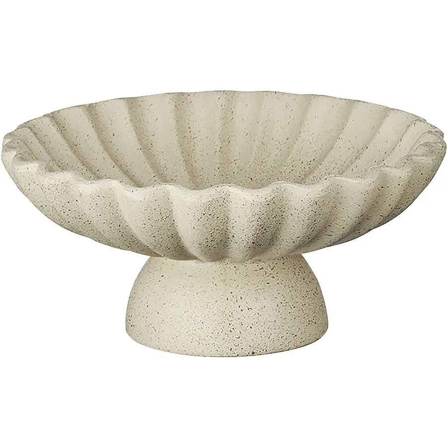 Dekoschale auf Fuss Flower creme - Material: Polyresin