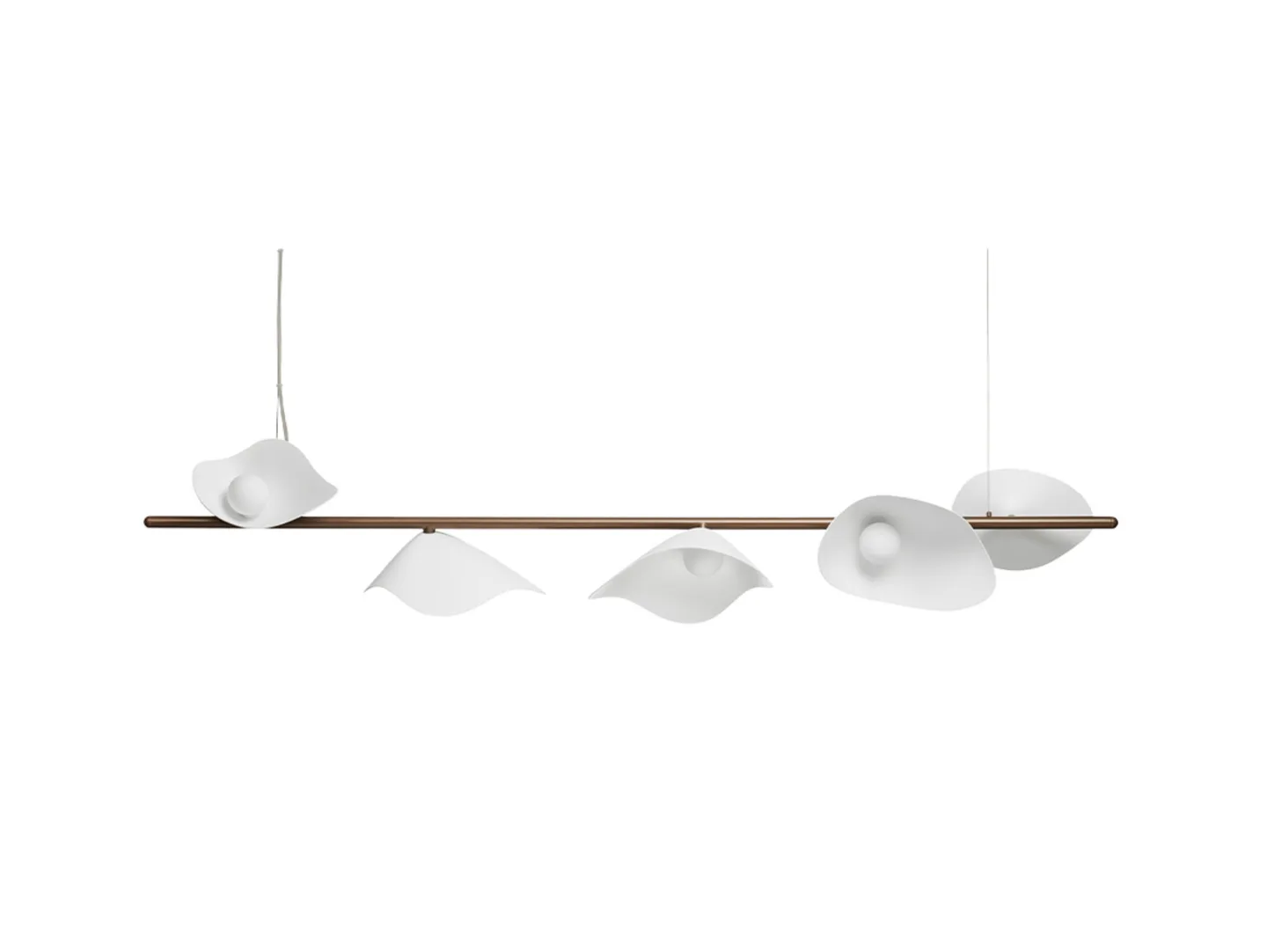 Florii 5 LED-Pendellampe, bronze/weiß, Länge 120 cm - Nuura Nuura Aps - Esszimmer - Skandinavisch - Metall - Mehrflammig