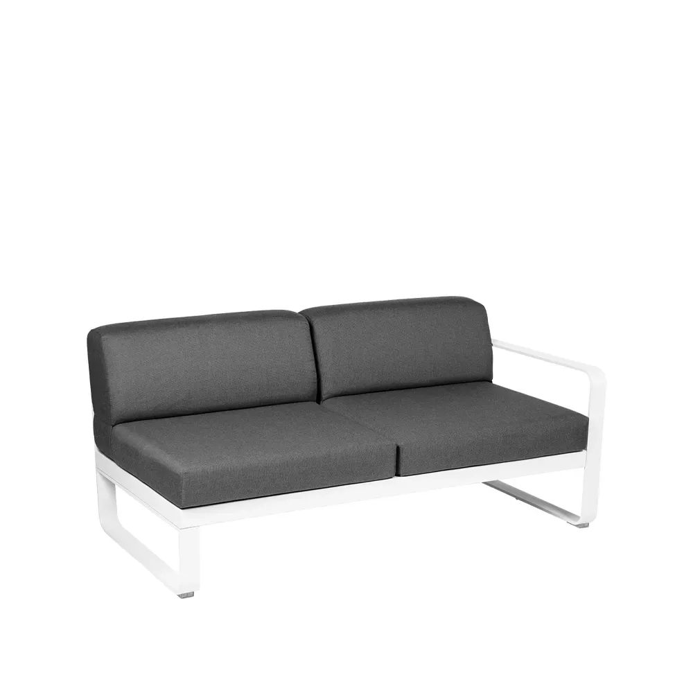 Fermob Bellevie Right modulsoffa 2-sits Cotton white (vit), graphite grey dyna