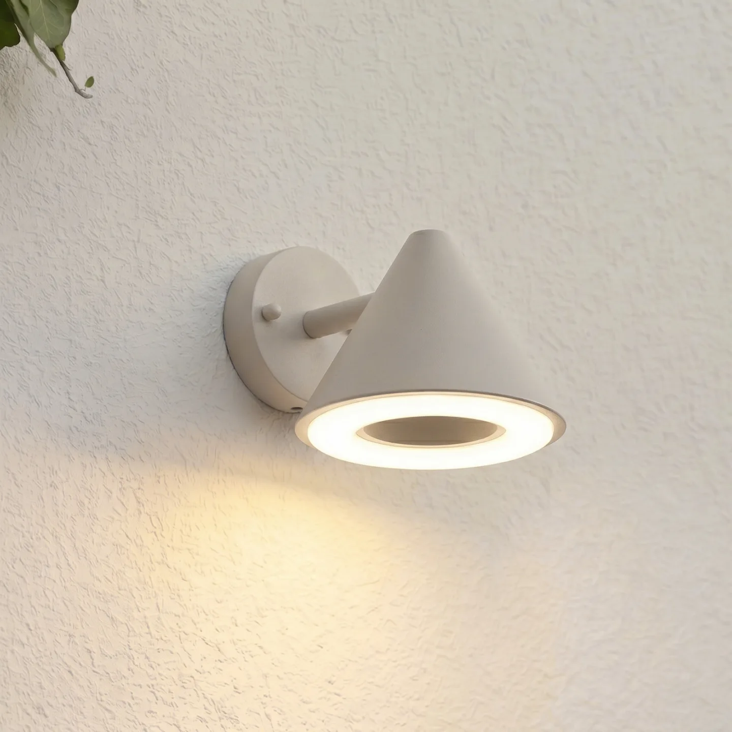 Soran LED-Außenwandleuchte, Metall, Höhe 12 cm, taupe, IP44 - Lindby - Modern - Einflammig