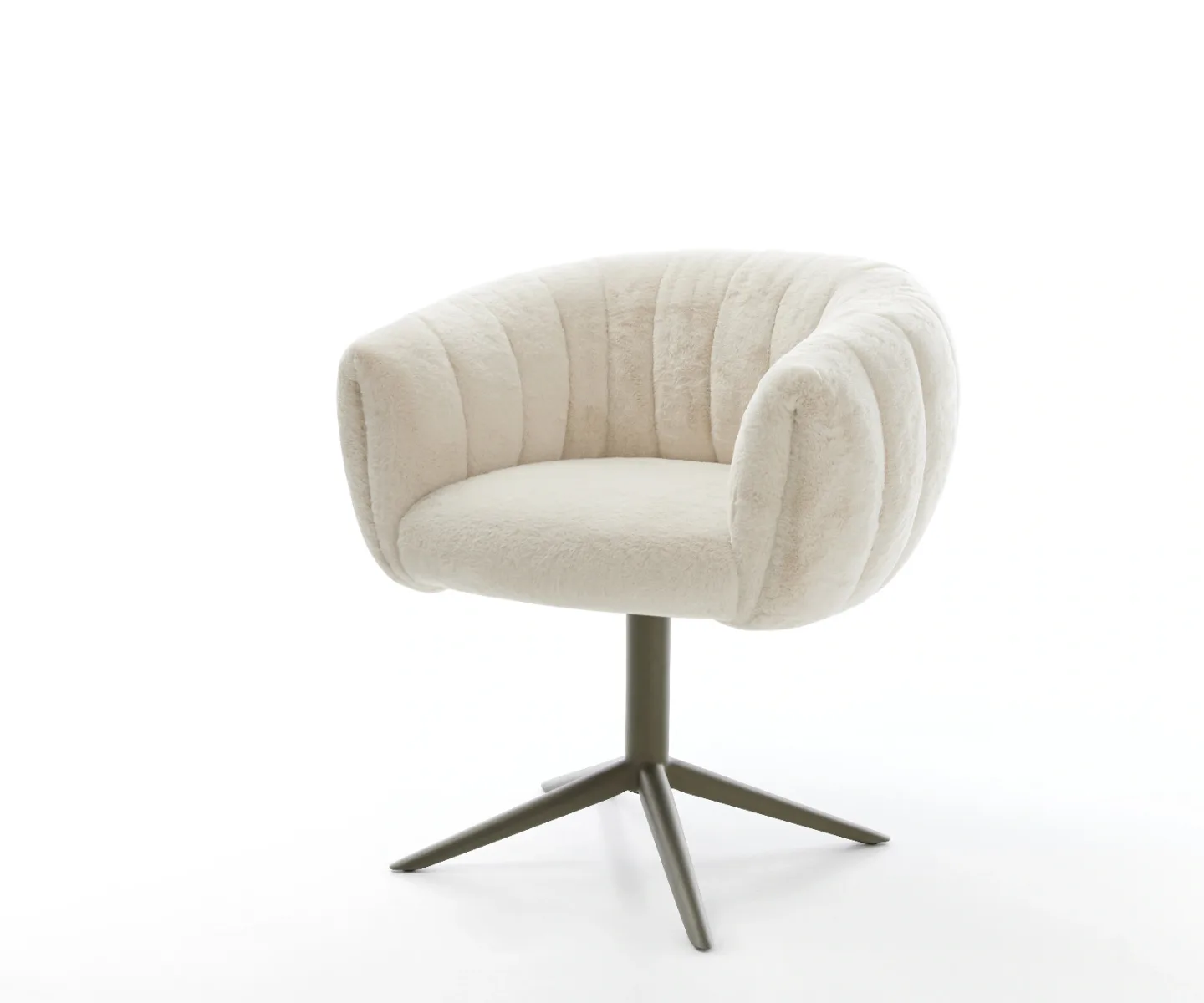 Drehstuhl Jada-Flex Plüsch Creme-Weiß Fußkreuz Effektfinish Titan 360° drehbar Wippfunktion Taschenfederkern