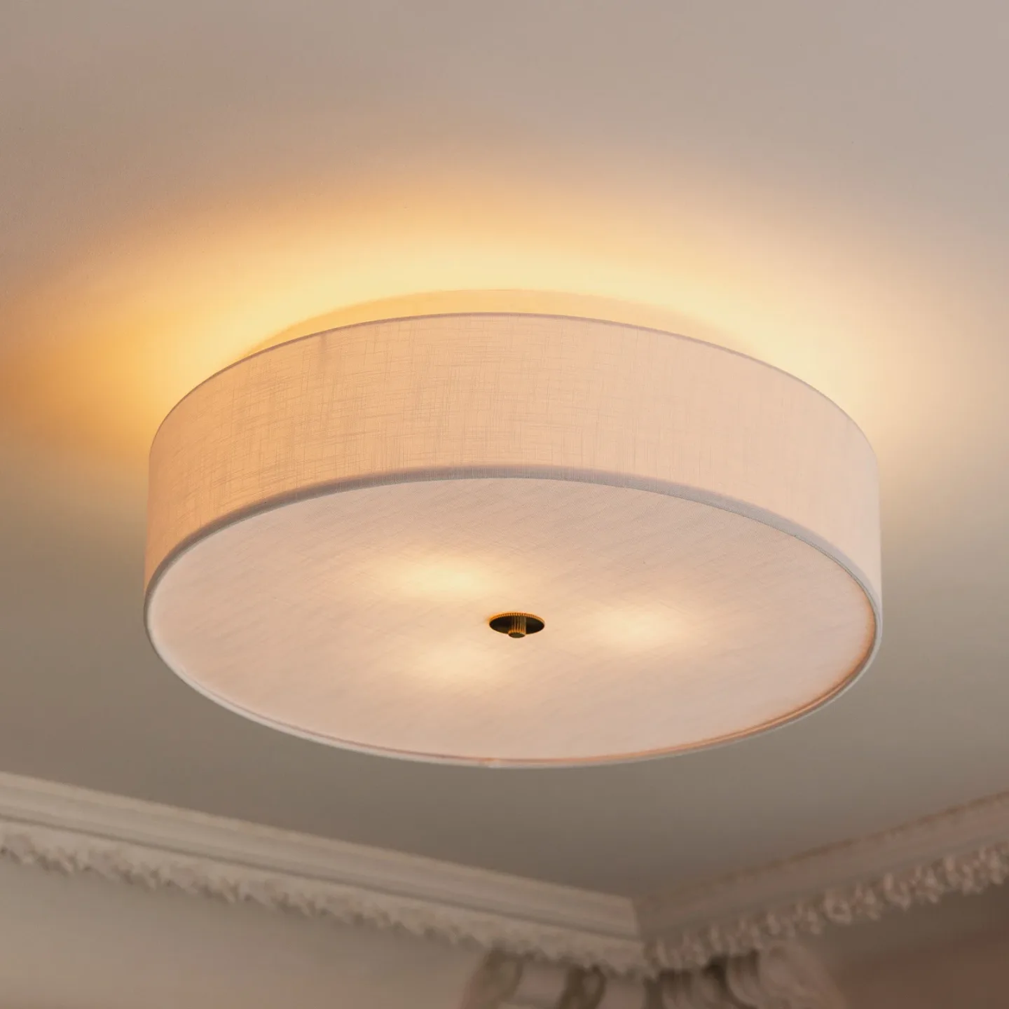 Noah 65 loftlampe, hvid – Globen Lighting - Stue - Skandinavisk - Stof / tekstil - Med skærm