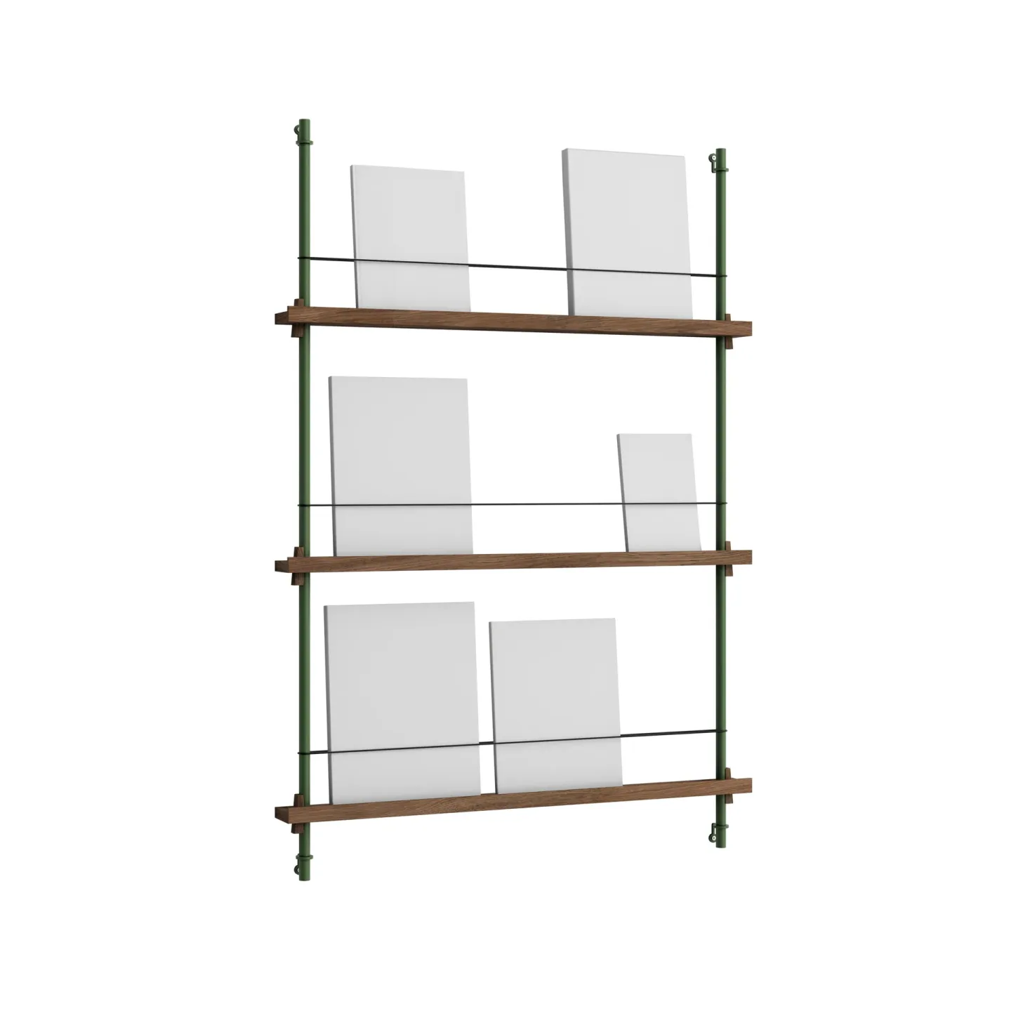MOEBE Magazine Shelving Zeitungsständer Geräucherte Eiche-pine green, 85×115×7 cm, MS.115.1