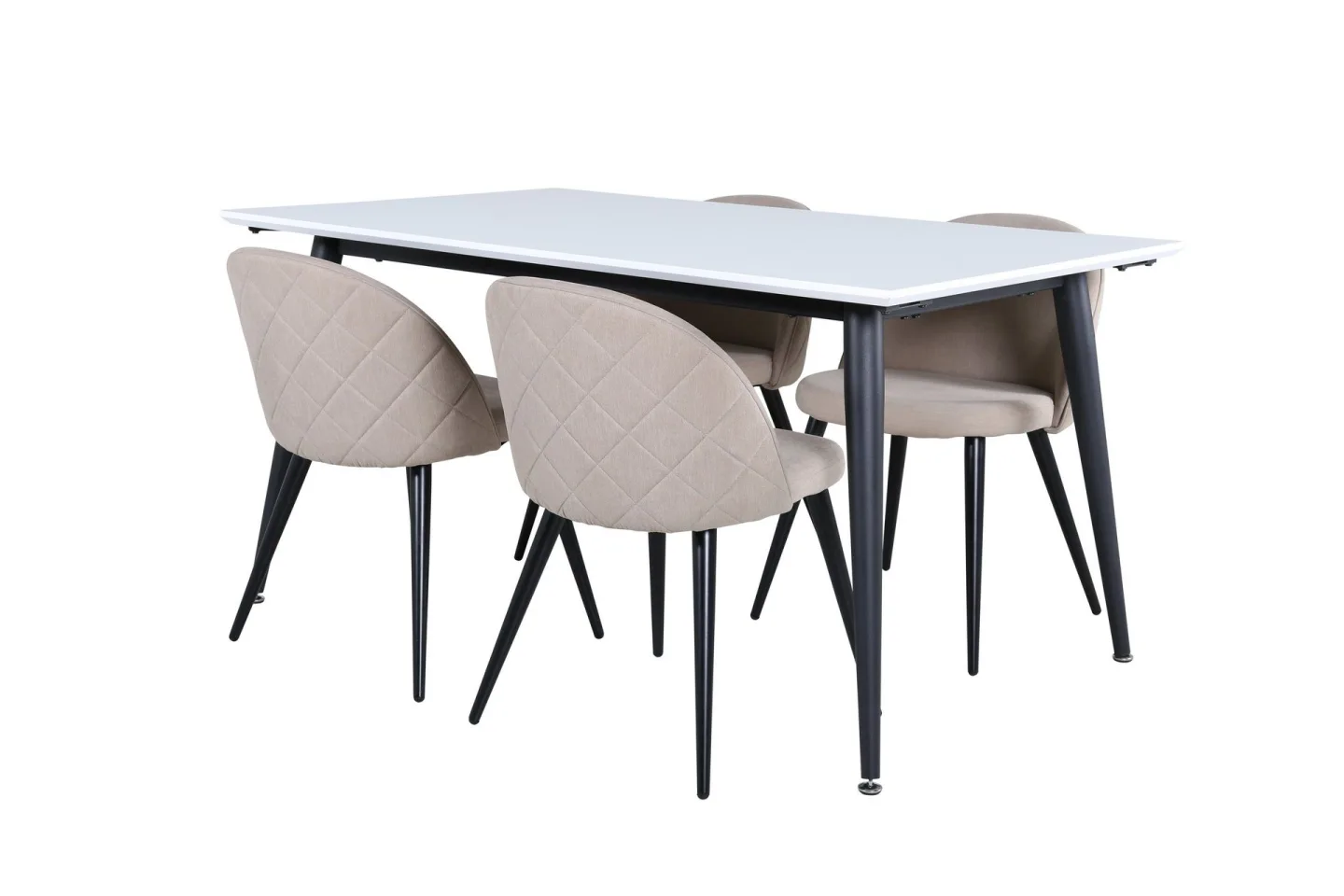 Jimmy Matgrupp 150 cm Rektangulär med 4 Velvet stolar - Beige