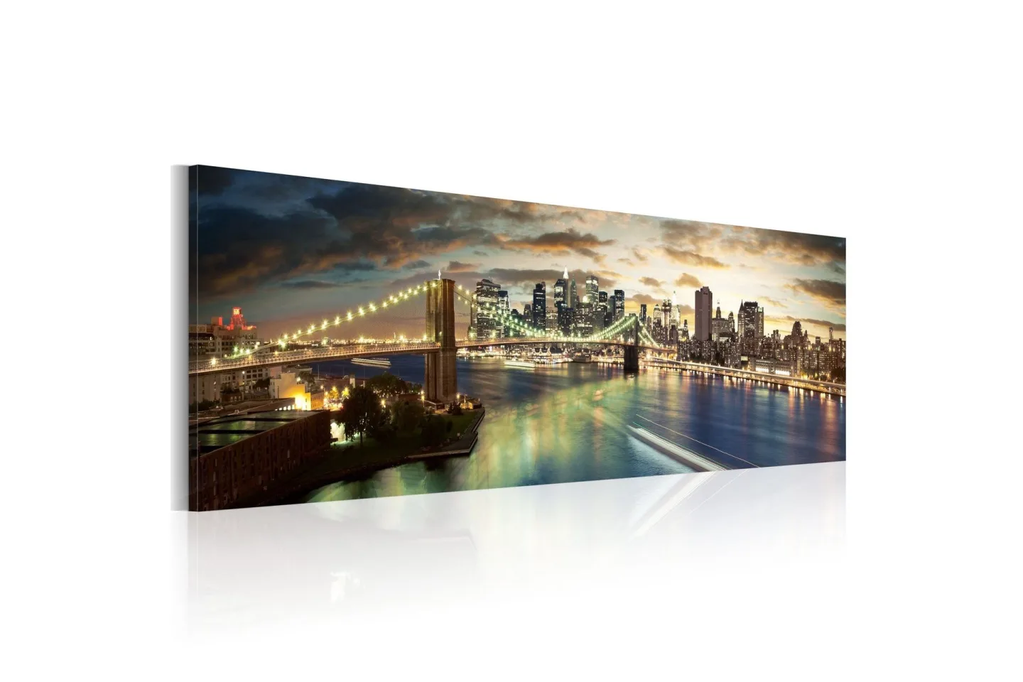 Tavla The East River At Night 135x45 cm -