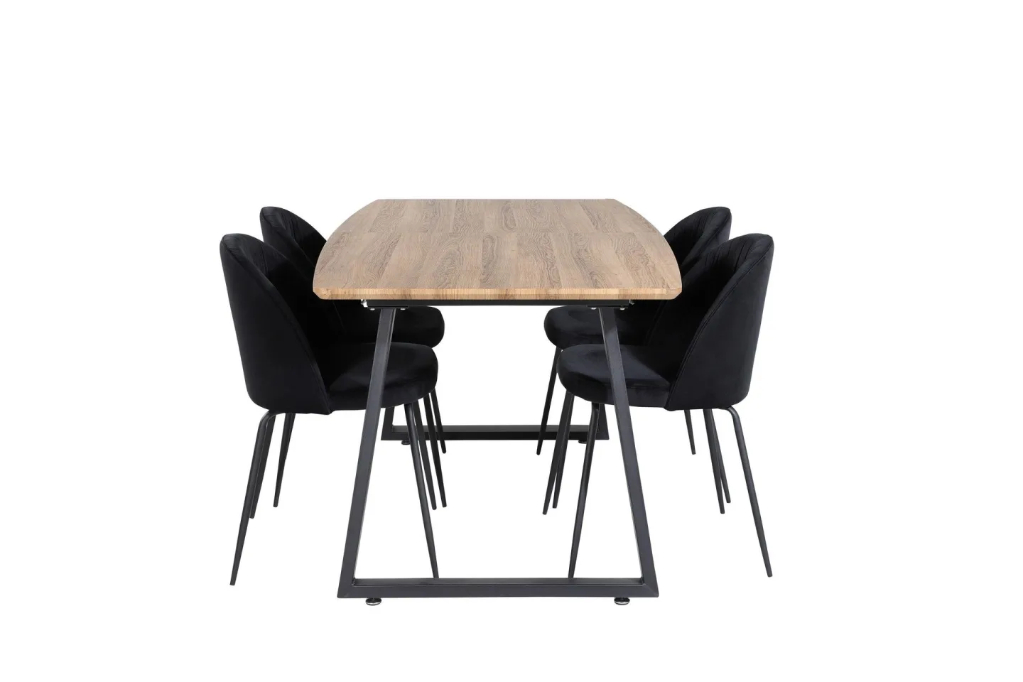 Inca Matgrupp 160 cm Rektangulär med 4 Wrinkles stolar - Svart