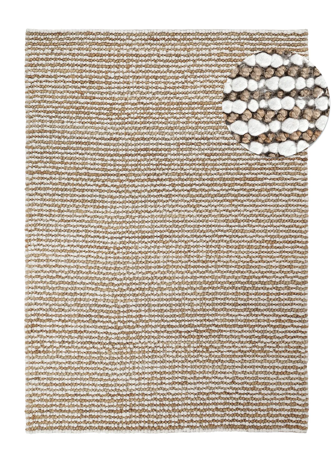 Juteteppe - Bally Jute/wool Bubble (natur/hvit) (Størrelse: 80 x 150 cm)
