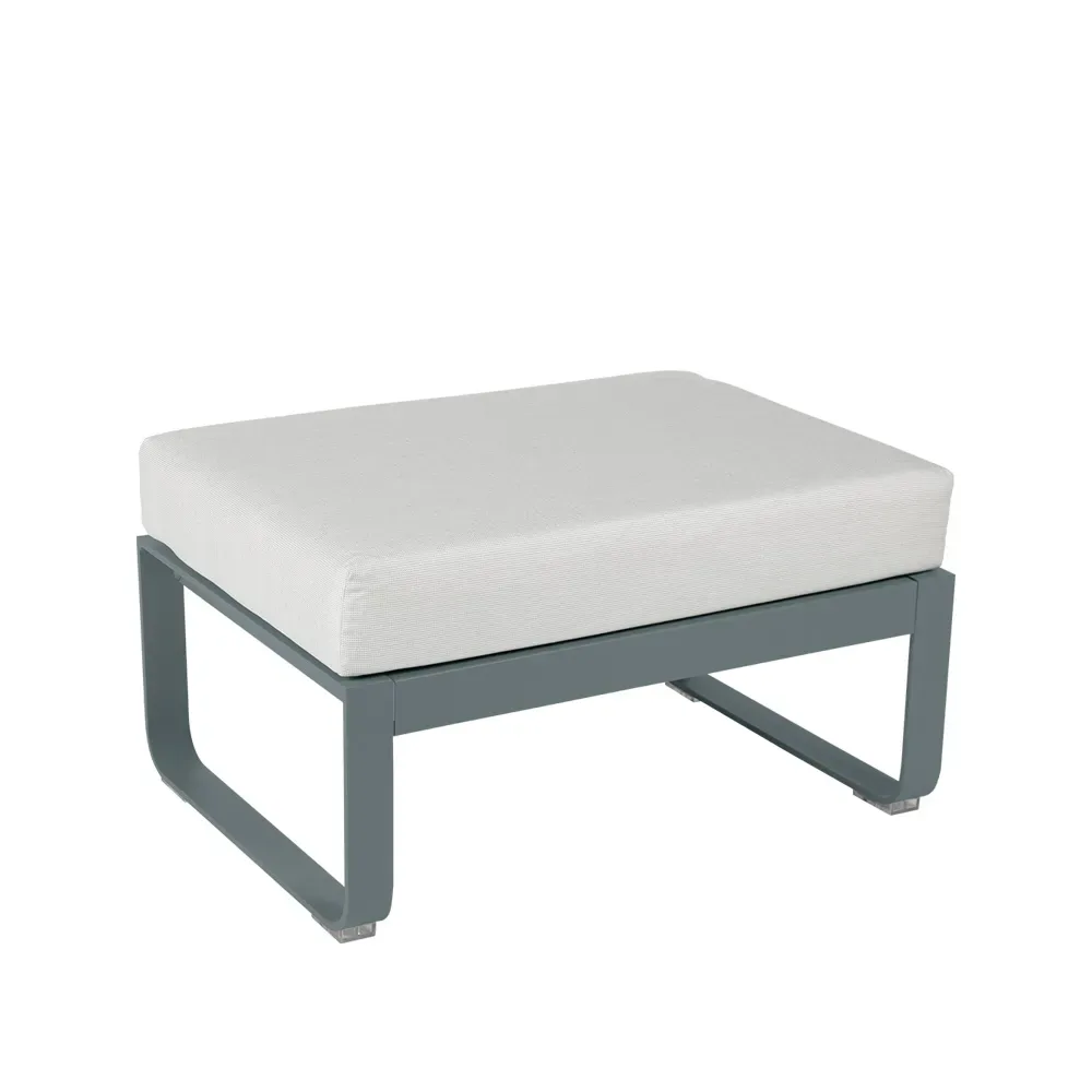 Fermob Bellevie 1-sits fotpall Storm grey (grå), off-white dyna