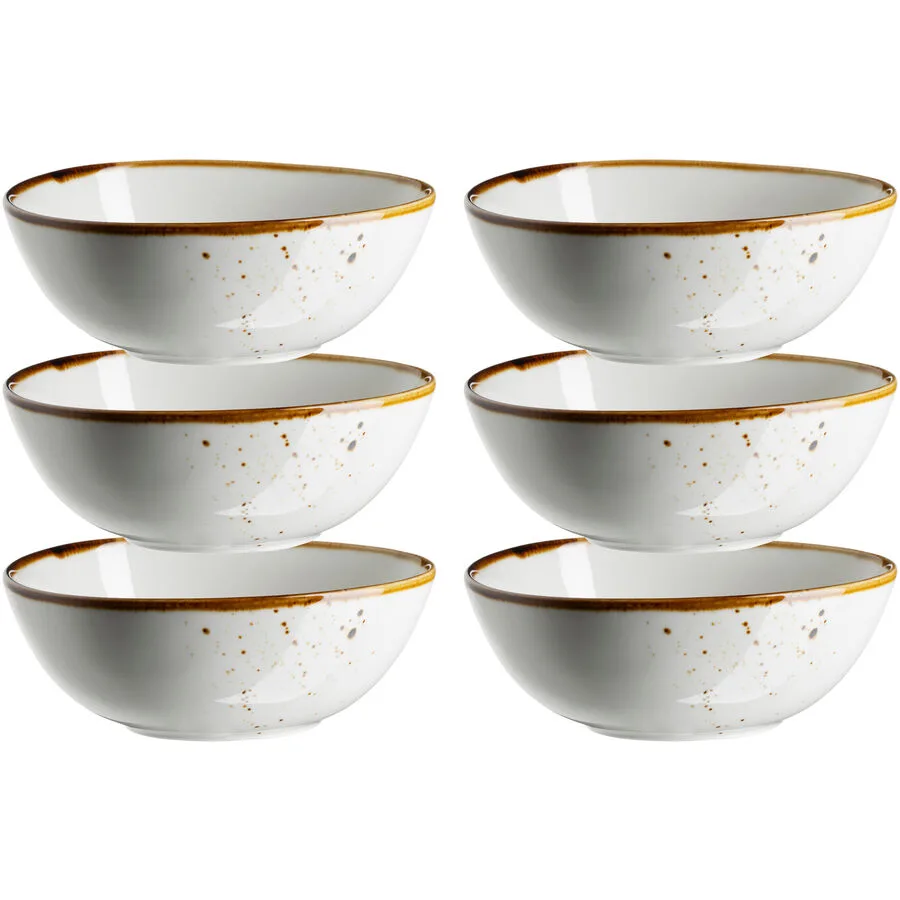 MÄSER Schüssel-Set 6-tlg. Pintar weiss/braun Porzellan D 13 cm 6 Stk