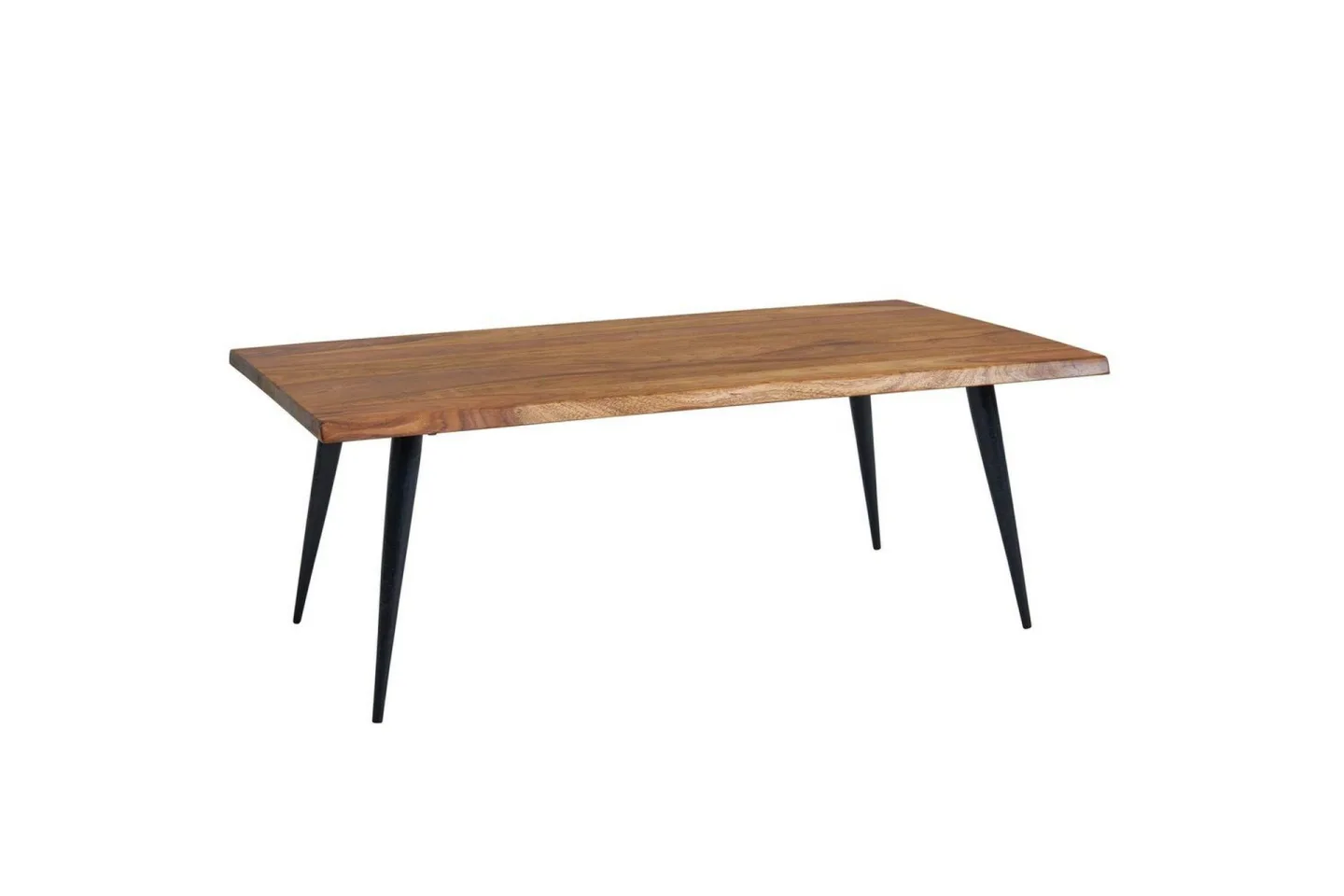 Soffbord Wohnling Massiv träkantskurva med nålformade metallben, lantlig stil -