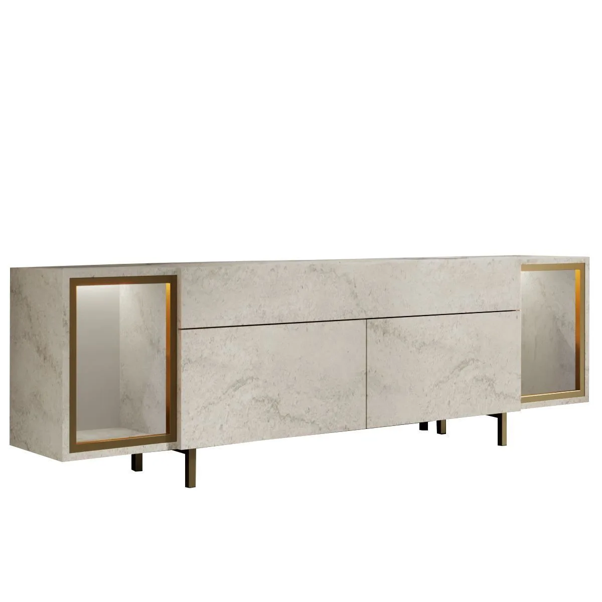 Sosan TV-bänk 180x55x32 cm - Travertin och guld