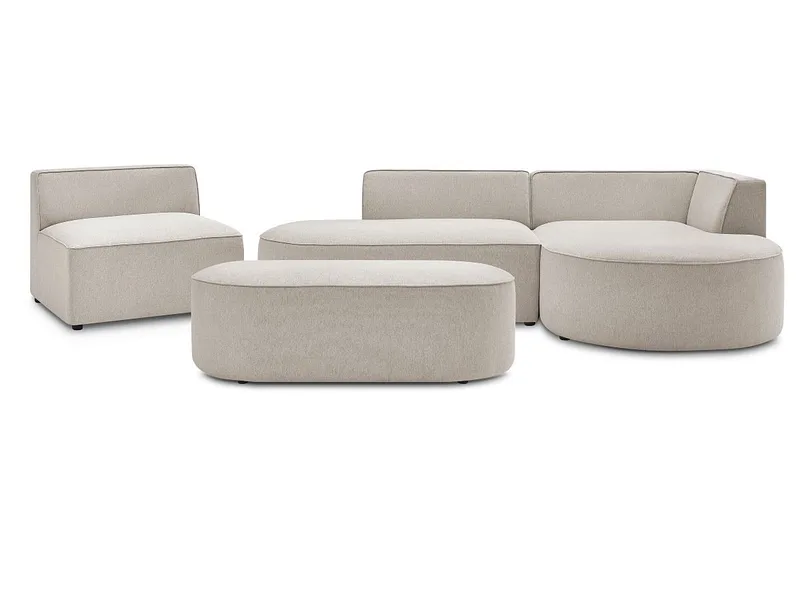 Ecksofa mit Hocker BOBOCHIC ROUSSEAU Stoff chiniert beige