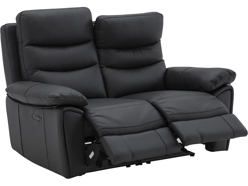 2er Sofa ROMA Echtleder schwarz