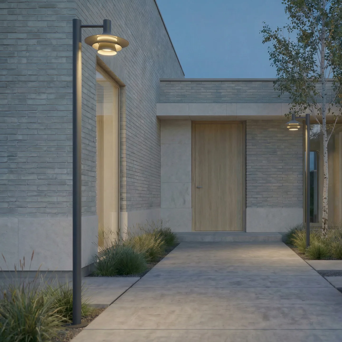 Montaro LED-udendørslampe, antracit, 220 cm, IP54, aluminium - Lucande - Moderne - Med én lyskilde