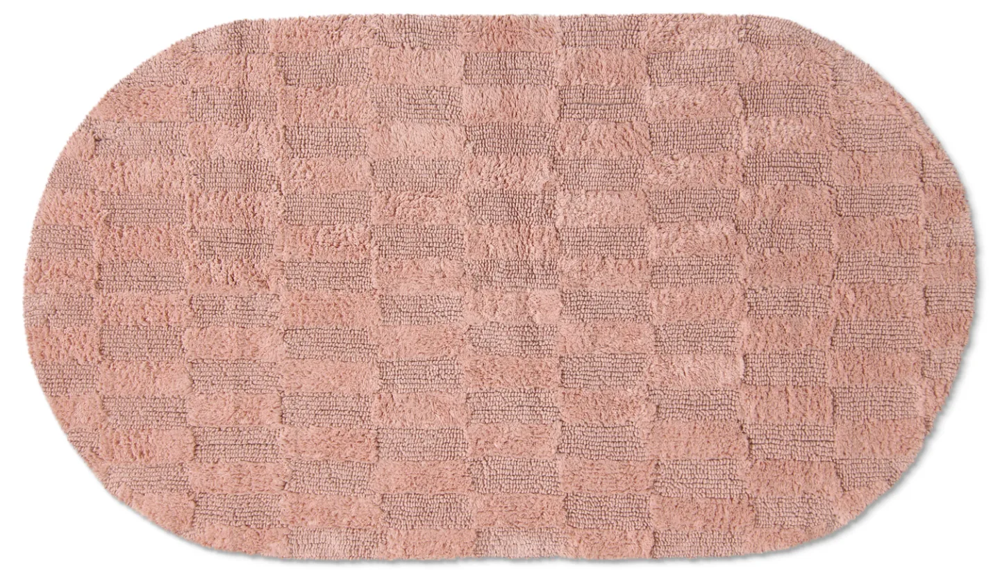 Oval baderomsmatte - Bevin (rosa) (Størrelse: 80 x 140 cm)
