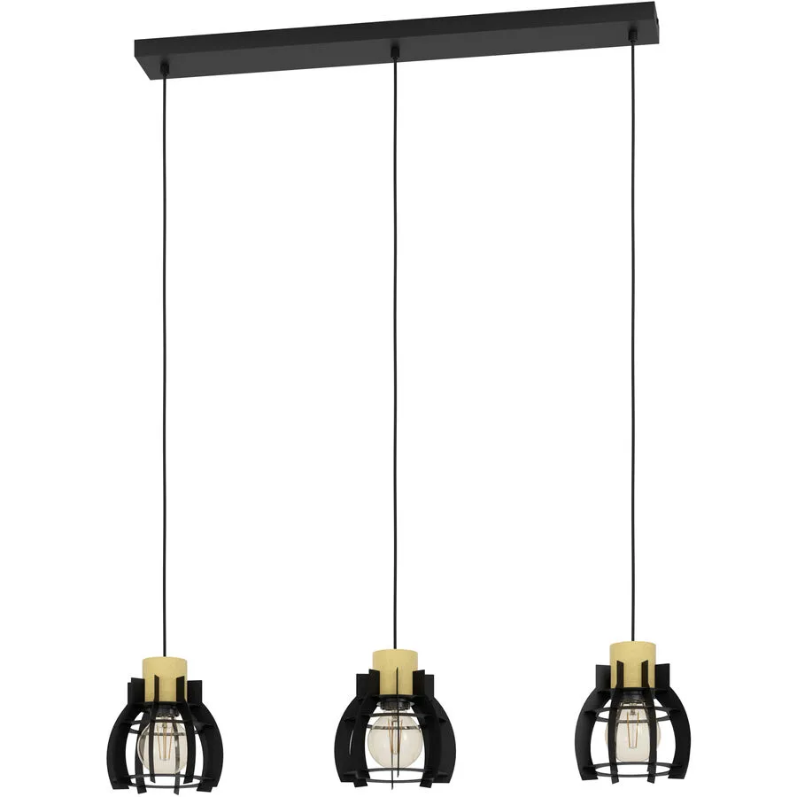 Eglo Pendellampe Stillington 1 Braun/Schwarz Stahl/Holz 18 cm 110 cm - Material: Holz/Stahl
