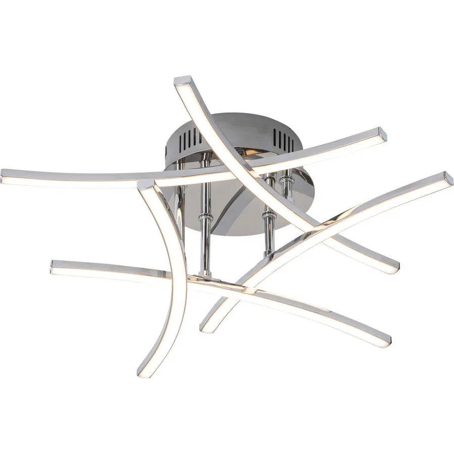 Deckenlampe Vargas Aluminium/Kunststoff/Metall chrom - LED - Lichtfarbe: Warmweiss - Material: Metall/Aluminium/Kunststoff - Deckenlampe- LED
