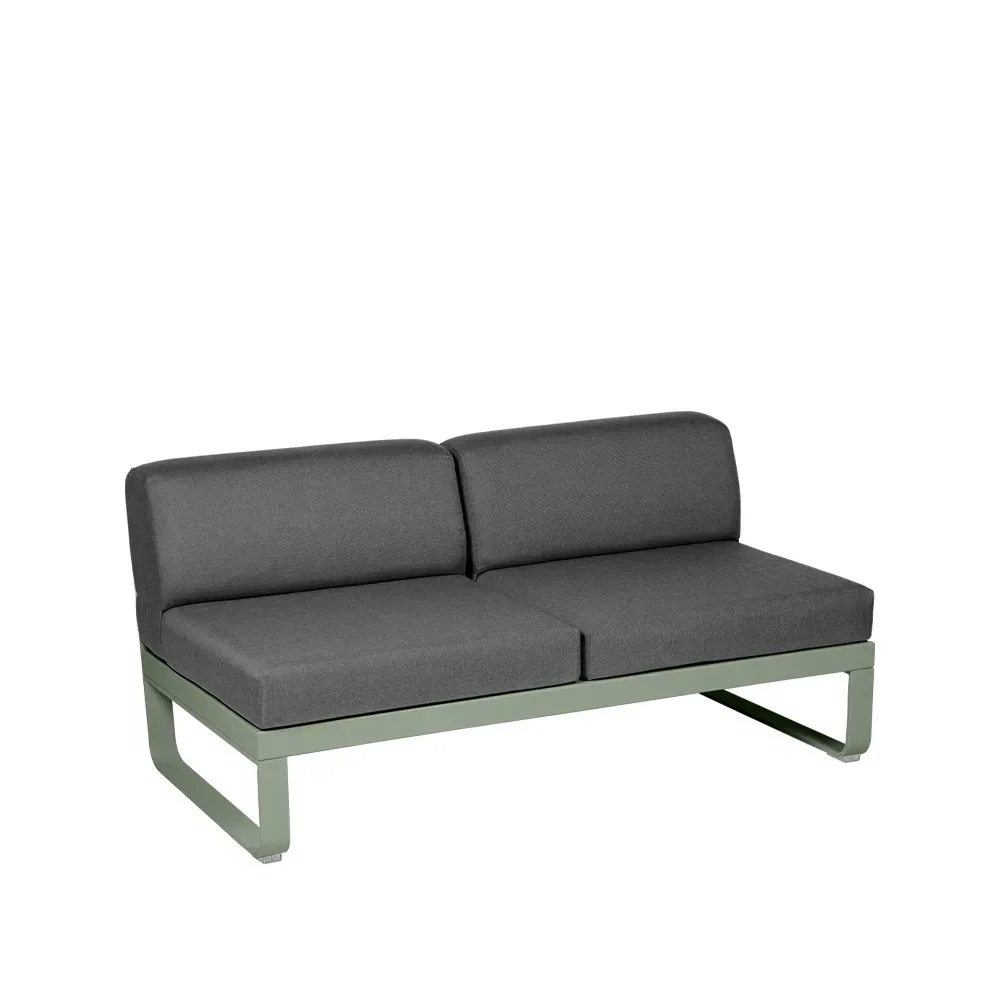 Fermob Bellevie Central modulsoffa 2-sits Cactus (grön), graphite grey dyna