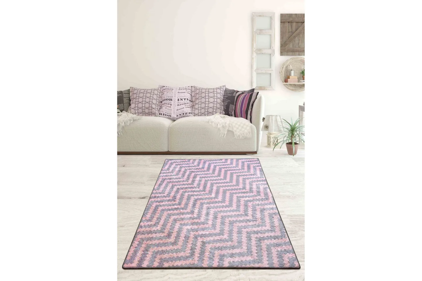 Babilas Entrematta 80x300 cm - Rosa/Grå/Sammet