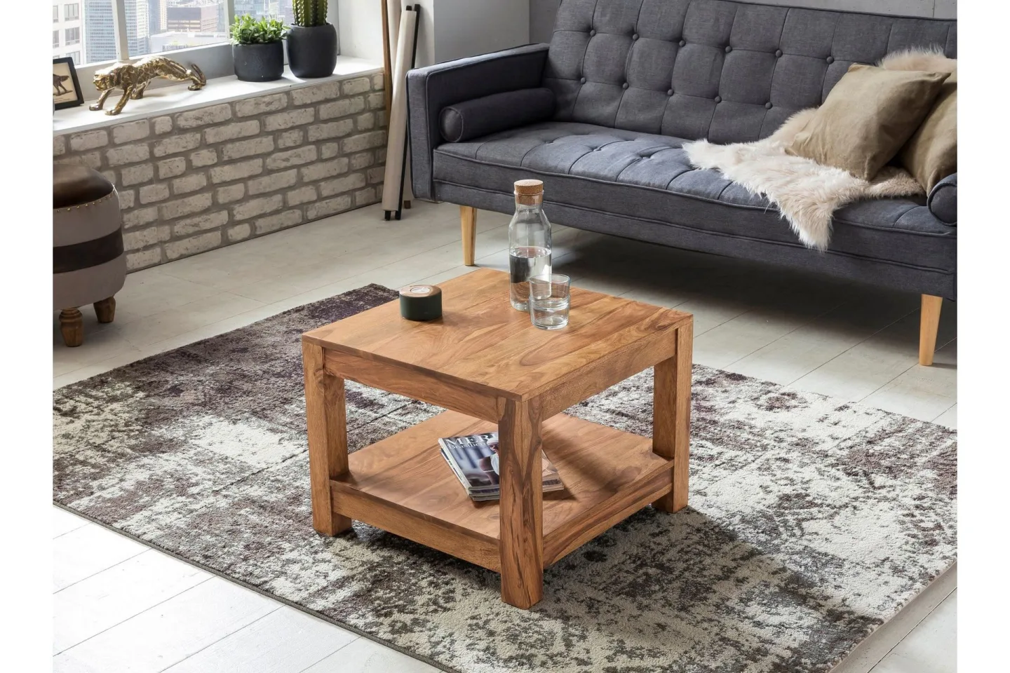 Wattenberg Soffbord 60 cm med Förvaring Hylla - Akacia