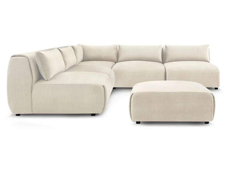Ecksofa mit Hocker BOBOCHIC JEANNE Samt beige