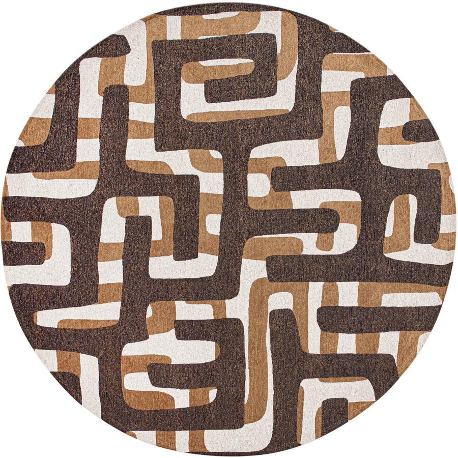 Teppich Kuba Dunkelbraun, Hellbraun, Creme Anderes Muster Polyester 240 x 240 cm