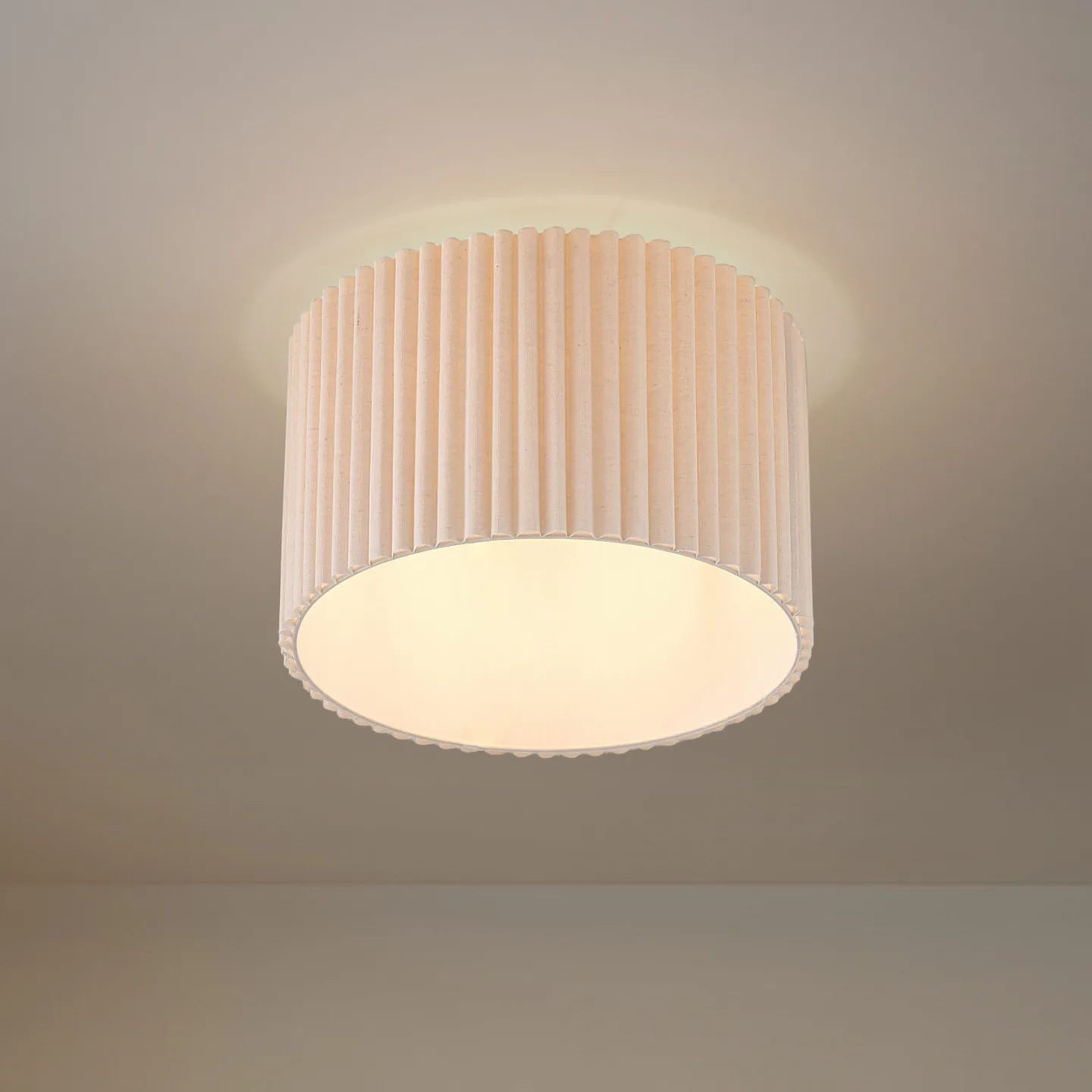 Libbie taklampe, Ø 45 cm, lin, kremfarget - Lindby - Stue - Skandinavisk - Stoff / Tekstil - Med en lyskilde