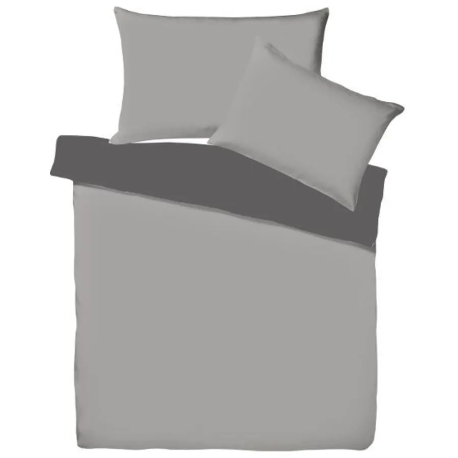 Living Home Bettwäschegarnitur Uni Doubleface Schiefer/Anthrazit Baumwolle 200 x 210 665 x 65 cm