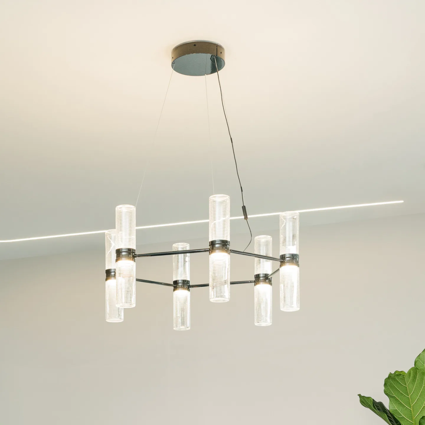 Zephyr Exagonal LED-Hängelampe, Ø 77 cm, schwarz - Artemide - Wohnzimmer - Design - Aluminium - Mehrflammig