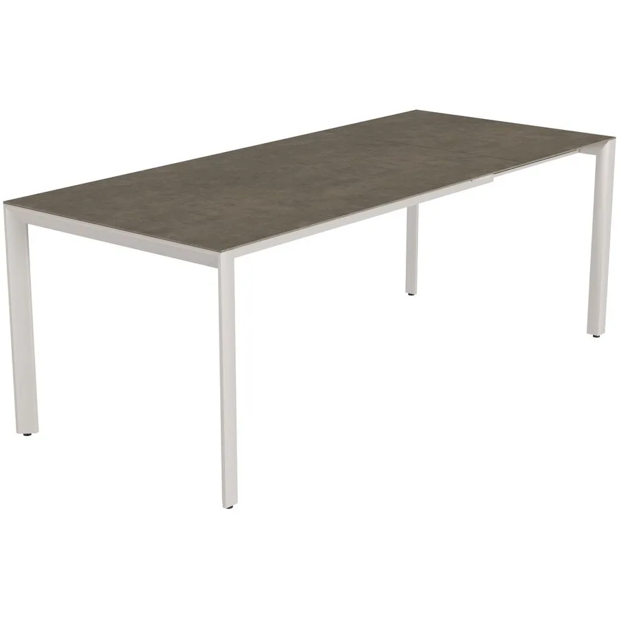 Gartentisch ausziehbar Tropea Greige matt / Roccia Keramik/Stahl pulverbeschichtet B 140 T 90 cm