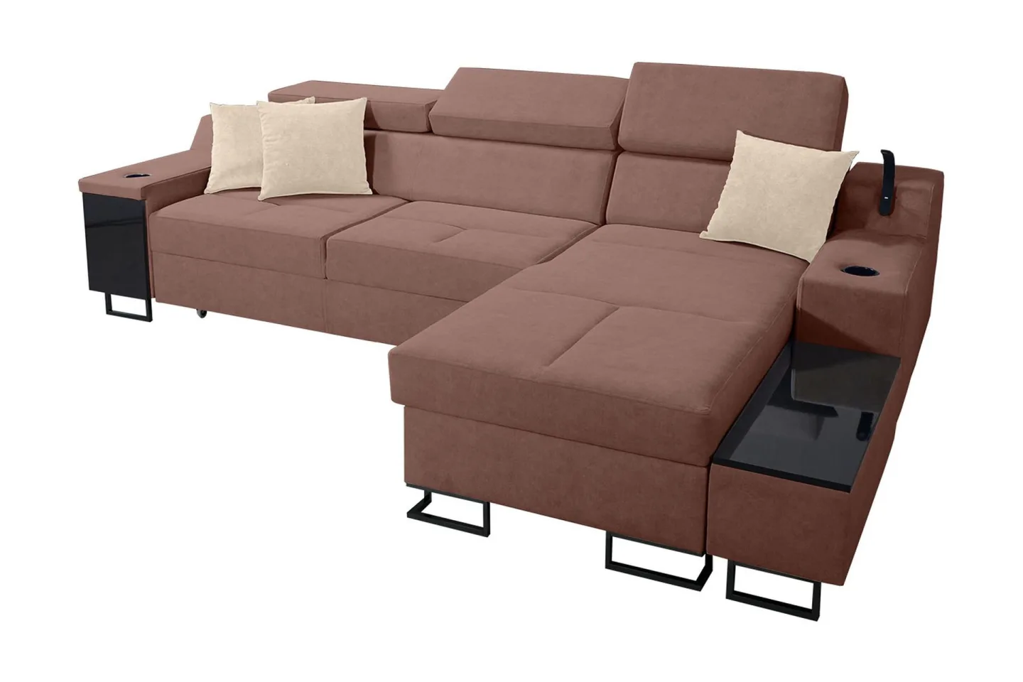 Seginus Bäddsoffa m. Divan Förvaring 3-sits 226x127 - Rosa