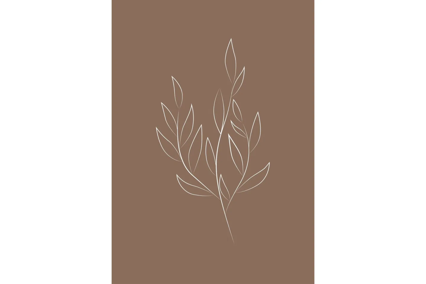 Poster Drawed leaf 50x70 cm - Brun